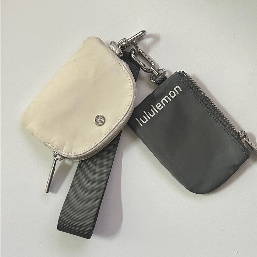 Lululemon Dual Pouch Cream and Gray Wallet Wristlet